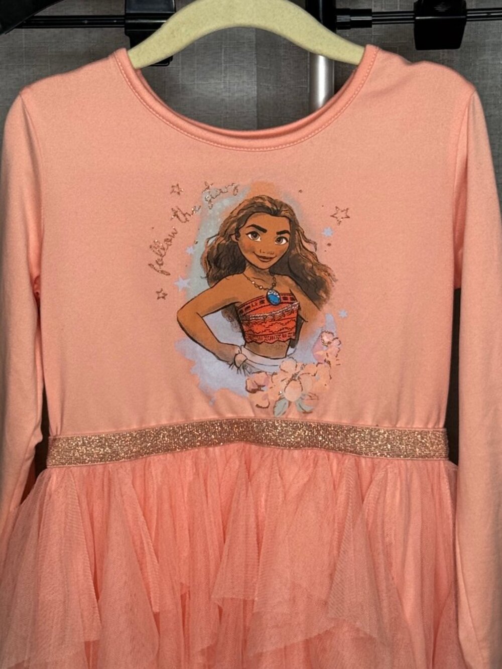 Disney - Moana - Girls Long Sleeve Tiered Dress - Size 5